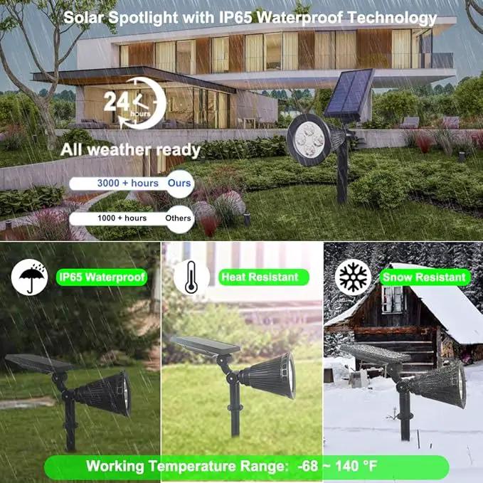 Clordeal Green Solar Spotlight, 2 in 1 Solar Powered LED Landscape Lights Outdoor, Waterproof 4 LED Solar Tree Uplight Garden Decorative Lighting (Green) by GreenHaven Gardens