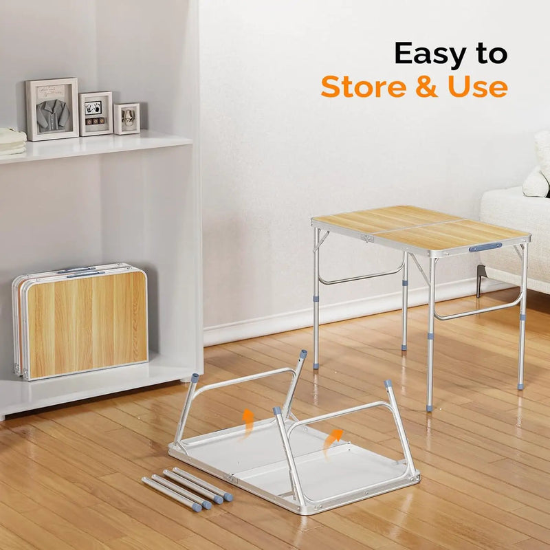 VINGLI 3FT Small Camping Table Adjustable Height Aluminum Folding Table for Picnic Party BBQ, Plastic RV Suitcase Table Portable Lightweight Fold Up Utility Outdoor Tables with Carrying Handle … by GreenHaven Gardens