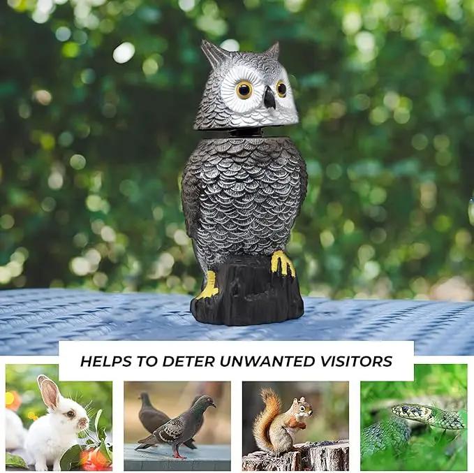 Galashield Owl Decoy to Scare Birds Away Scarecrow Fake Owl with Rotating Head 15" Tall by GreenHaven Gardens