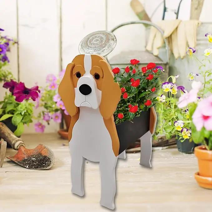 Beagle Dog Planter Plant Pots,Cute Garden Dog Flower Planter,Dog Planters Birthday Gifts for Women,Office,Indoor/Outdoor Decor（9.45 * 6.77 * 13.46in） by GreenHaven Gardens