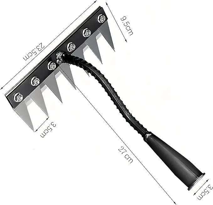 Gardenia Iron Weeding Rake, Iron Rake 2.0 for Gardening and Weeding, Detachable Double-Edged Blade Design Carbon Steel Heavy-Duty Weed Rakes,Hand Weed Puller Tools for Lawn Yard Garden Farm(7 teeths) by GreenHaven Gardens