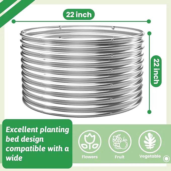 2 Pack 22x22 inch Tall Round Galvanized Raised Garden Bed Outdoor,Metal Garden Bed for Vegetables,Steel Raised Beds for Gardening,Above Ground Garden Box for Flower by GreenHaven Gardens