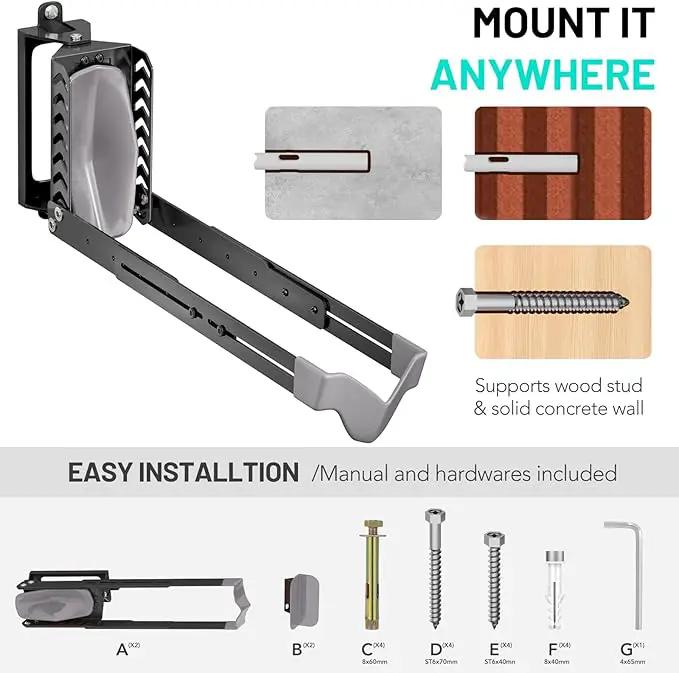 2-Pack Swivel Bike Rack Wall Mount, Bike Hangers for Garage, Space-Saving Vertical Bike Holder, Holds up to 77 lbs, Bicycle Wall Hanger Storage, No Heavy Lifting Required Indoor Hanging Bike Rack by GreenHaven Gardens