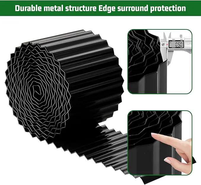 SnugNiture Corrugated Metal Garden Edging,6" x 20' Sturdy Lawn Edging Border,Landscape Edging Border for Lawn, Flower Bed,Garden and Yard(Black) by GreenHaven Gardens