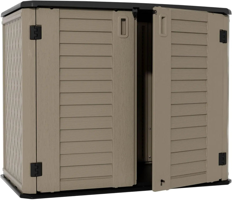 ZZM 4x2.5 FT Outdoor Storage Shed, Resin Waterproof Storage Cabinet for Garden Tools with Lockable Lid,Latch (Coffee) by GreenHaven Gardens