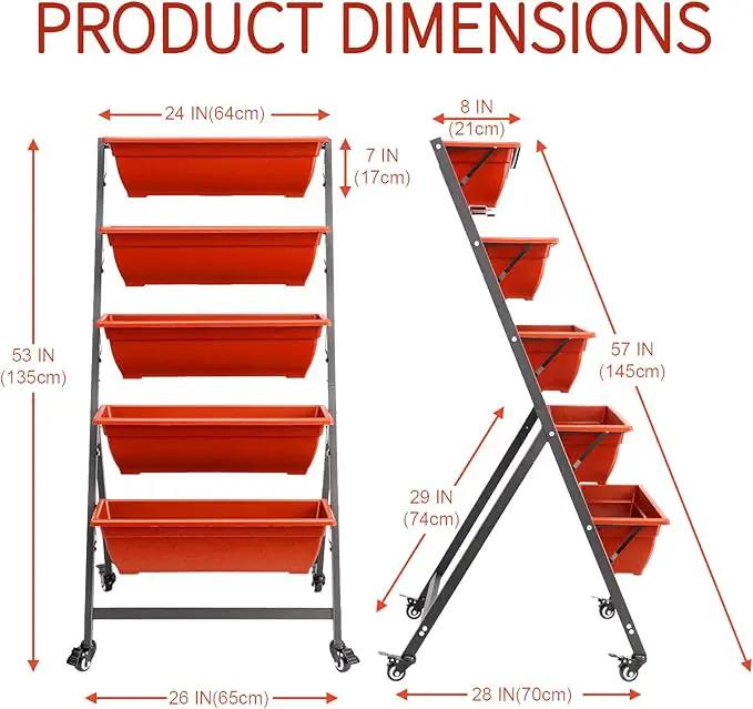 EDOSTORY 4.5 FT Height Vertical Garden Planter Removable Brick Red Raised Bed Box with 5 Container Boxes,Digging Claw Gloves,Trowel,Purning Shears for Outdoor Vegetables Flowers by GreenHaven Gardens