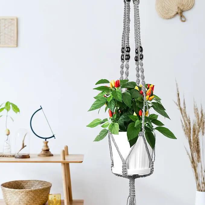Hoteam 12 Pcs Macrame Plant Hangers Macrame Hanging Planters for Indoor Plants Handmade Boho Hanging Baskets Flower Pots Holder for Outdoor Home Wall Decor by GreenHaven Gardens