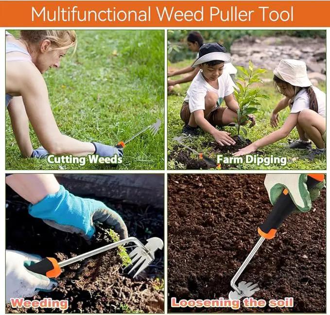 Weed Puller Tool, 2025 New Durable Garden Weed Pulling Tool, Portable Garden Weeder Tool for Vegetable Gardening Backyard Farm Planting & Weeding(Orange) by GreenHaven Gardens