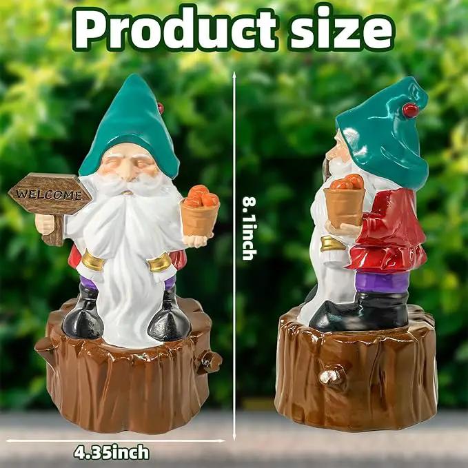 Bbiamsleep 8 Inch Garden Gnome Statue Resin Gnome Figurine with Welcome Sign Outdoor Garden Gnome with Tree Stump Gnome Lawn Statue for Indoor Outdoor Home Patio Yard Lawn Fairy Garden Decor by GreenHaven Gardens