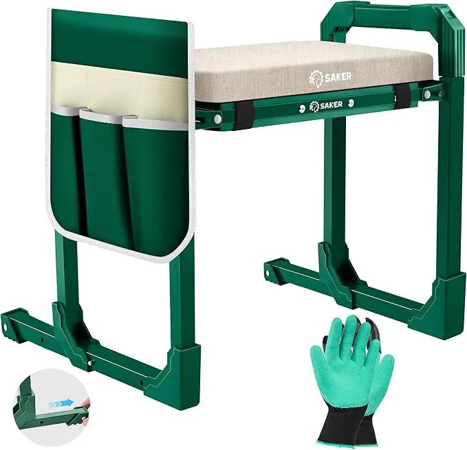 Saker Garden Kneeler and Seat Foldable Gardening Stool with Extendable Legs & Thickened Pad, Tool, Heavy Duty Support for Elderly, Gardening, Outdoor Use by GreenHaven Gardens