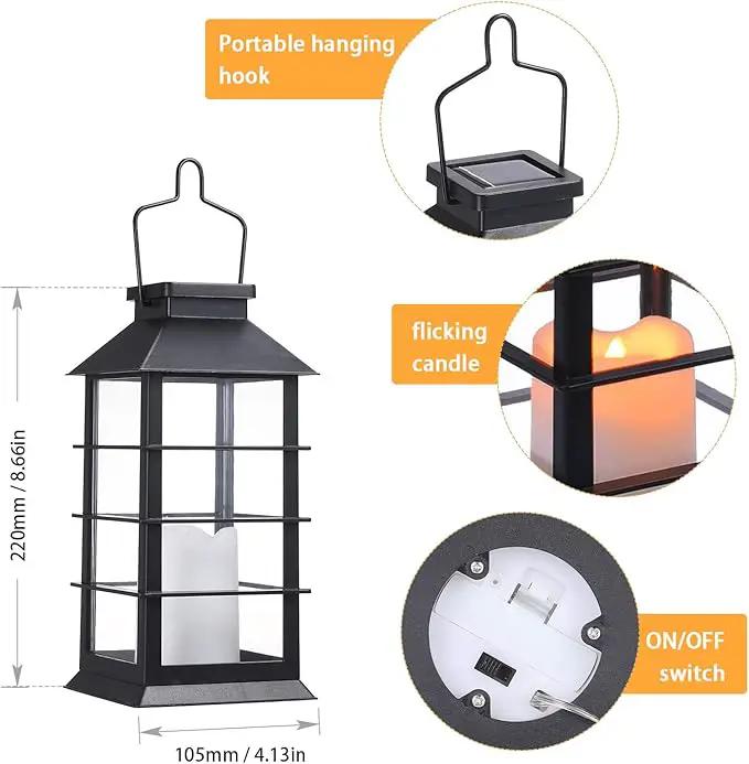 LED Solar Lantern - Outdoor Hanging Solar Lights Waterproof Flickering Flame Candle Light for Patio Courtyard Garden Decorative(2 Pack) by GreenHaven Gardens