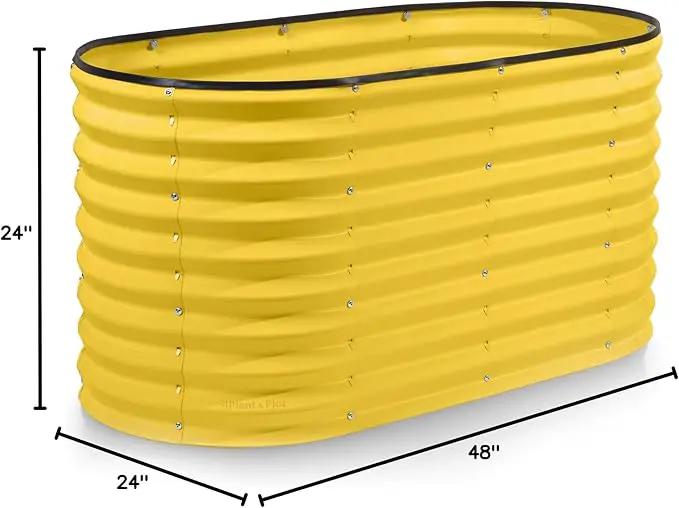 Galvanized Raised Garden Beds Outdoor // 4×2×2 ft Planter Raised Beds for Gardening, Vegetables, Flowers // Large Metal Garden Box (Yellow) // Patented Tool-Free Design by GreenHaven Gardens