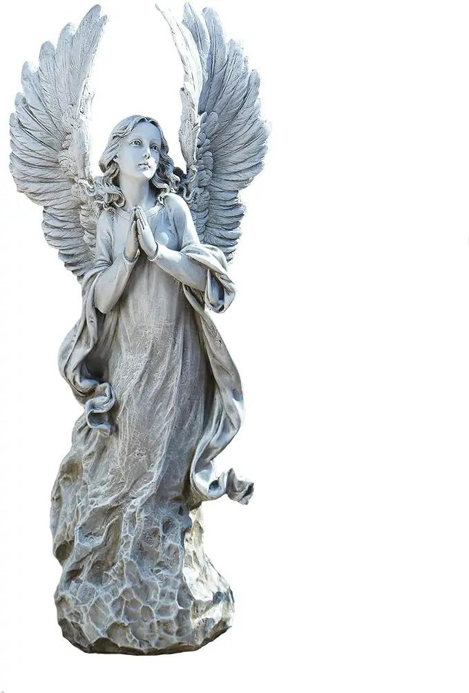 Joseph's Studio by Roman - Collection, 21" H Praying Angel W/Wings, Made from Resin, High Level of Craftsmanship and Attention to Detail, Durable and Long Lasting by GreenHaven Gardens