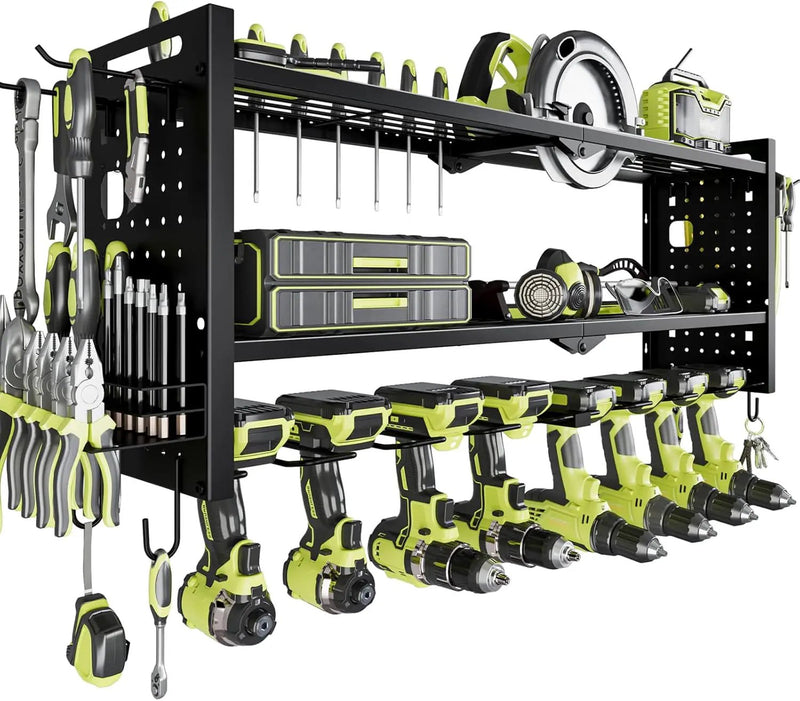 Power Tool Organizer Wall Mount,Cordless Drill Hanger Storage Rack 8 Drill Holder,3 Layers Heavy Duty Power Tool Storage Rack (Black) by GreenHaven Gardens