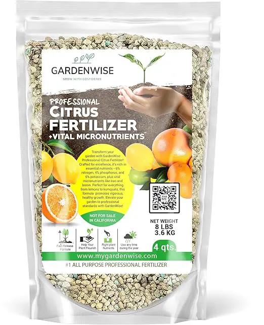 Professional Citrus Fertilizer + Vital Micronutrients; Perfect Balanced NPK for All Citrus; for Indoor and Outdoor Plants; Orange, Lime, Avocado and Lemon Tree Fertilizer (4 QUARTS) by GreenHaven Gardens