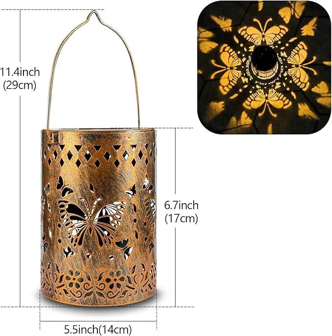 Solar Lanterns Outdoor Waterproof Butterfly Garden Decor Lantern Birthday Gifts for Women Mom Grandma, Hanging Lights Metal Decoration Outside for Yard, Patio, Backyard, Porch by GreenHaven Gardens