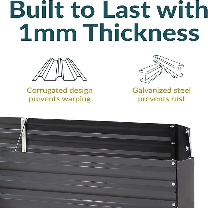Sunnydaze 11.75" H Raised Metal Garden Bed - Galvanized Raised Garden Bed Outdoor for Vegetables and Flowers - Dark Gray - L-Shaped by GreenHaven Gardens