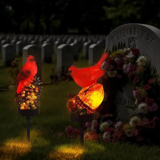 Capoda 2 Pieces Cardinal Garden Decorations Resin Bird Figurine Solar Light Stake Waterproof Light Stake Outdoor Decorations for Patio Yard Lawn Porch Pathway Christmas Decoration by GreenHaven Gardens