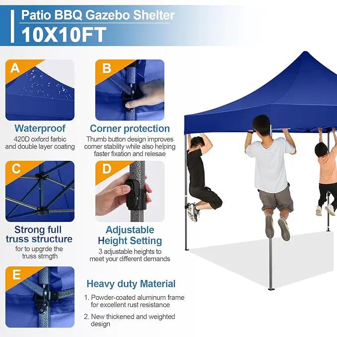 COBIZI 10x10 Ez Pop Up Canopy Tent with 4 sidewalls Heavy Duty Canopy UPF 50+, 100% Waterproof Outdoor Canopy Wedding Tents for Parties Instant Portable Gazebo with Roller Bag, Navy Blue by GreenHaven Gardens
