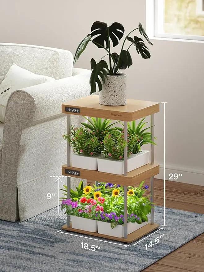 GROWNEER HydroEasy1.0 Hydroponics Growing System Kit, Beginner-Friendly Indoor Garden for Vegetable Fruit Herb, Solid Wood Design, Perfect Gift Idea, Full-Spectrum LED Lights for Maximum Growth by GreenHaven Gardens