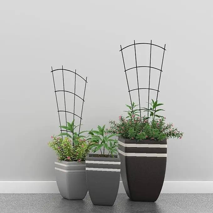4 Pack 43'' Indoor Plant Trellis for Potted Plants Climbing Outdoor Metal Garden Trellis Houseplants Flowers Vine Ivy,Fan Shape, Black by GreenHaven Gardens