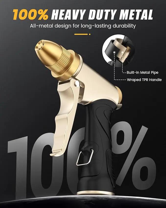 RAINPOINT Heavy Duty Metal Spray Nozzle for Garden Hose, High Pressure Garden Hose Nozzle with Adjustable Spray Patterns for Watering Plants, Car Washing, and Pet Showering (2 pcs) by GreenHaven Gardens