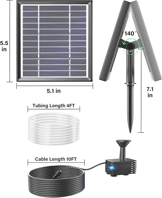 Biling Solar Fountain for Bird Bath, Solar Panel Kit Outdoor Solar Water Pump with 4ft Tubing for Hummingbird Bath, Small Pond and Fish Tank by GreenHaven Gardens