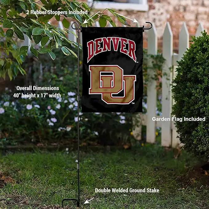College Flags & Banners Co. Denver Pioneers Garden Flag with Pole Stand Holder by GreenHaven Gardens