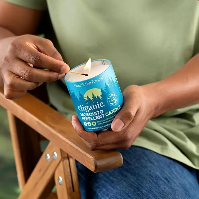 Cliganic Natural Mosquito Repellent Candle (9oz, Pack of 2) | Citronella, DEET Free, Essential Oil Infused for Outdoor, Camping | Burns 40 Hours by GreenHaven Gardens
