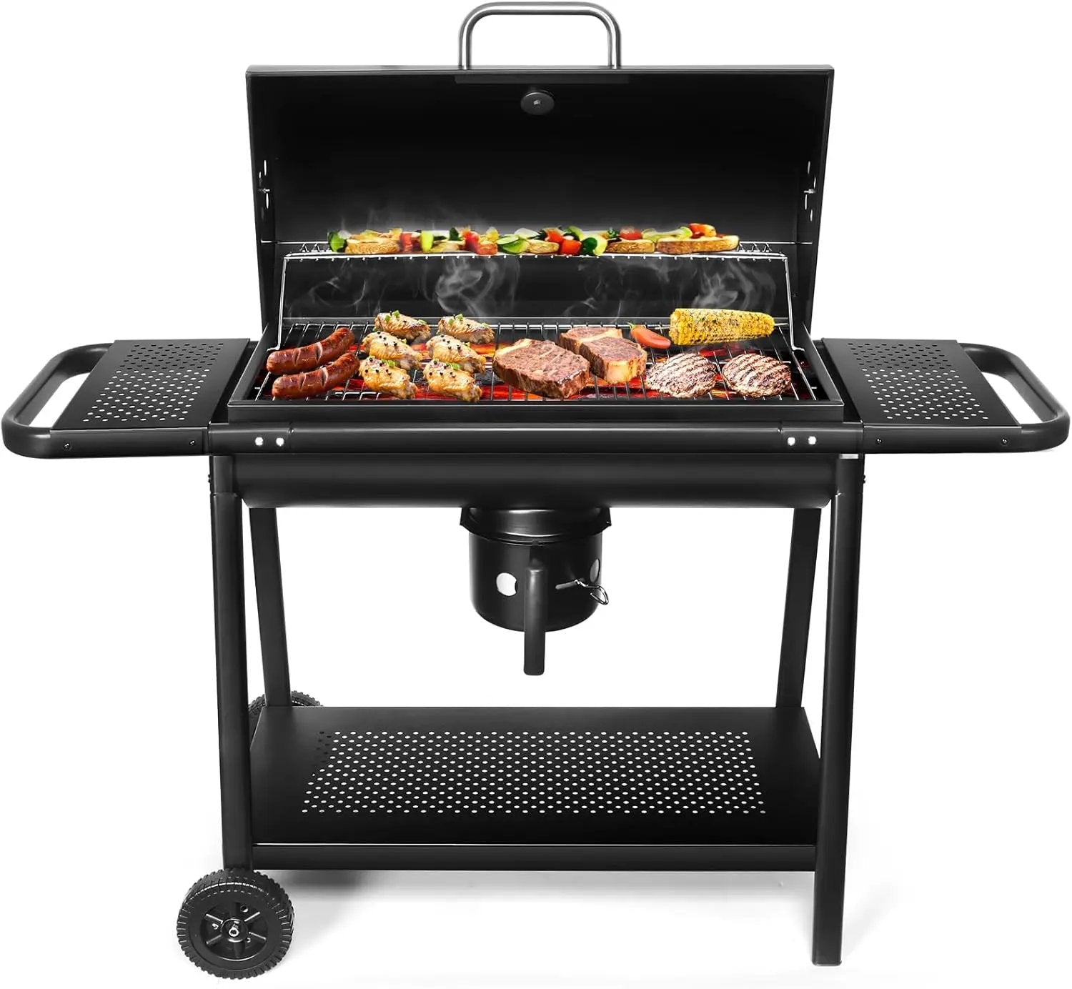 Realcook BBQ Barrel Charcoal Grill: Spacious Premium Outdoor Barbecue Grills with Side Tables - Perfect for Outdoor Cooking Backyard Grilling Patio Tailgating Camping Picnic and Party by GreenHaven Gardens