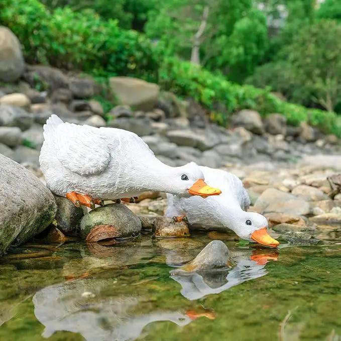 Garden Duck Statues Christmas Pond Decor Resin Goose Sculptures & Statues Funny Animal Outdoor Figurines Yard Art for Patio Pool Lawn, Ideal Gifts for Women Mom by GreenHaven Gardens