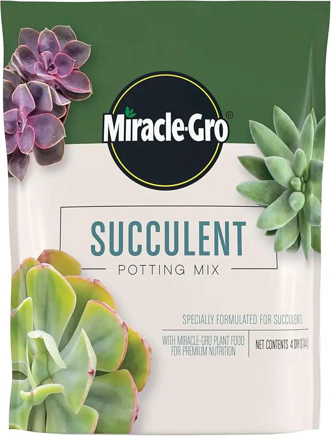 Miracle-Gro Succulent Potting Mix, For Indoor Succulents, Aloe Vera and More, Made with Miracle-Gro Plant Food, 4 qt by GreenHaven Gardens