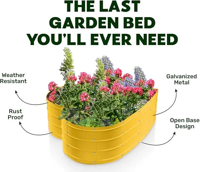 Galvanized Raised Garden Beds Outdoor // Planter Raised Beds for Gardening, Vegetables, Flowers // Large Metal Garden Box (Yellow) // Tool-Free Assembly by GreenHaven Gardens