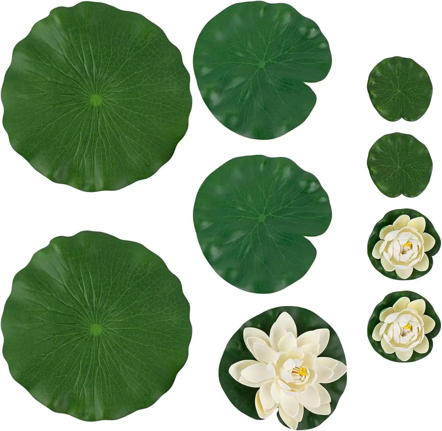 Framendino, 9 Pack Artificial Floating Foam Lotus Flower Decor Realistic Water Lily Pads Ornaments for Ponds Decoration by GreenHaven Gardens