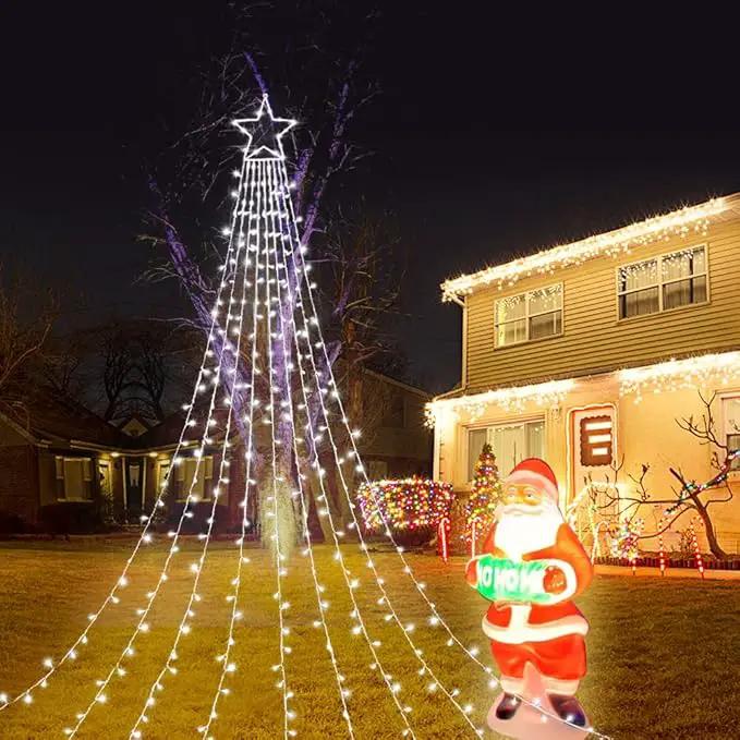 Christmas Decoration Lights, Outdoor Christmas String Lights 320 LED 11.5 Ft Waterfall Tree Lights with Big Star Topper 8 Light Modes for Christmas New Year Holiday Garden Yard Indoor Outdoor Decor by GreenHaven Gardens