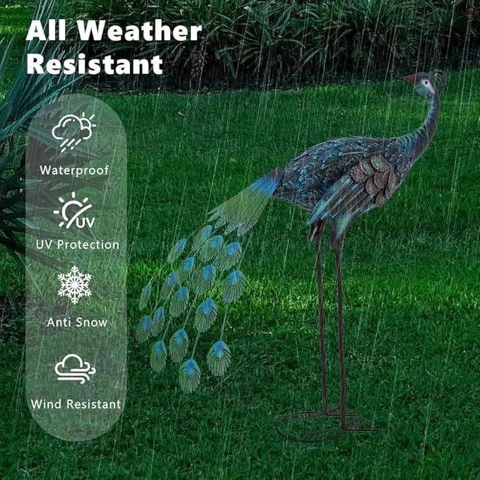 VEWOGARDEN Peacock Outdoor Garden Sculptures & Statues Metal Peacock Yard Art for Lawn Patio Pool Outside Decorations by GreenHaven Gardens