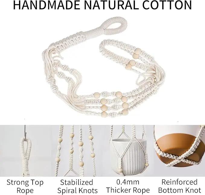 35 Inch Macrame Plant Hanger - Fits 4-13 Inch Pots, Supports Up to 22lbs, Sturdy Hanging Planter Holder for Indoor Outdoor, Boho Home Decor, 2 Pack, Ivory (POTS NOT Included) by GreenHaven Gardens