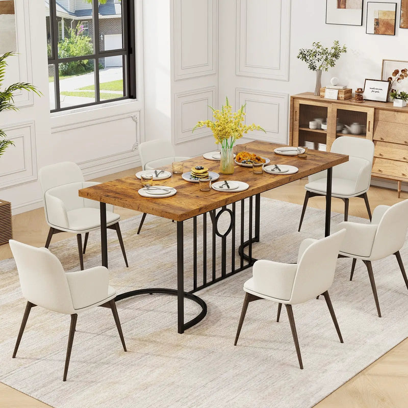 71 Inch Large Dining Table for 6-8 People Rectangular Wood Kitchen Table-Rustic Brown by DirectDeals