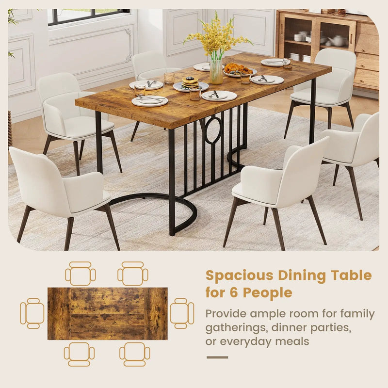71 Inch Large Dining Table for 6-8 People Rectangular Wood Kitchen Table-Rustic Brown by DirectDeals
