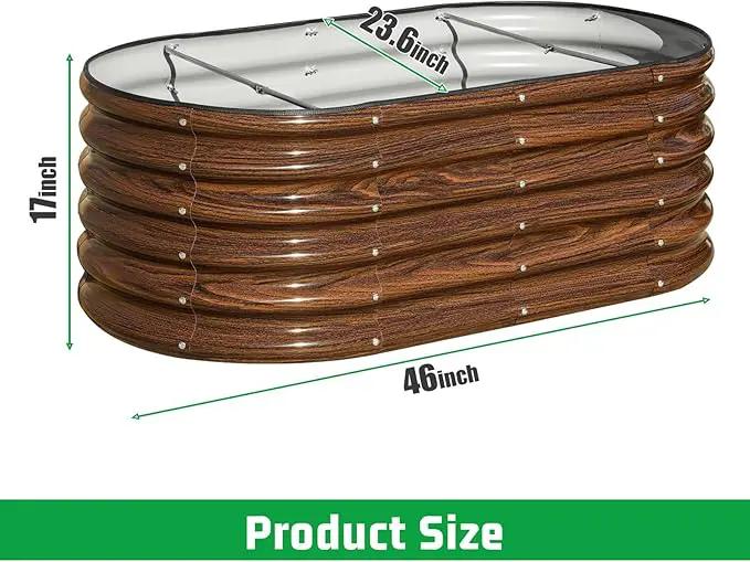 SnugNiture 4x2x1.5ft Raised Garden Bed Outdoor, 17" Tall Galvanized Metal Planter Box, Raised Garden Bed Kit for Planting Vegetables Plants Fruits, Brown by GreenHaven Gardens