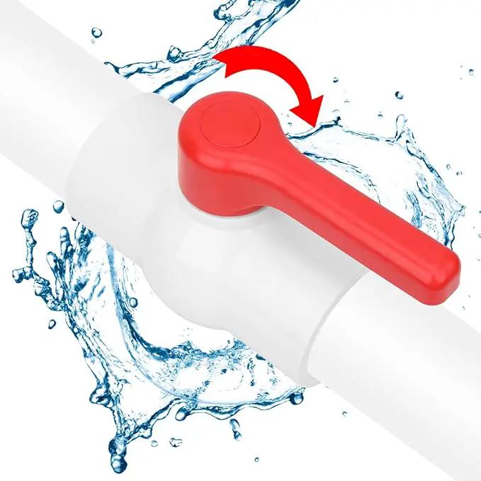 2-1/2" PVC Ball Valve Water Pipe Shut-off Valve Socket with Red T-Handle for Cold Water Supply lines, Irrigation Pipe fitting System(Socket x Socket), 2.50" PVC Water Shut-off Valves Fitting, SCH40 by GreenHaven Gardens