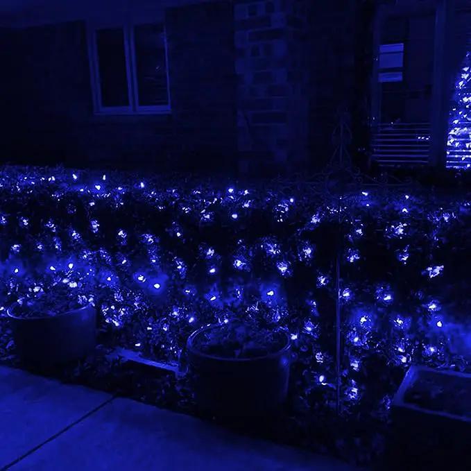Dazzle Bright Christmas Net Lights, 360 LED 12FT x 5 FT Green Wire Waterproof Connectable String Lights with 8 Modes, Christmas Outdoor Lights for Bushes Garden Party Wedding Holiday Decoration (Blue) by GreenHaven Gardens