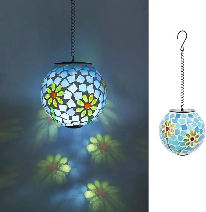 VCUTEKA Solar Lanterns Outdoor Waterproof - Hanging Solar Lights Garden LED Lanterns Mosaic Glass Design for Landscape Patio Yard Garden Pathway Decoration by GreenHaven Gardens