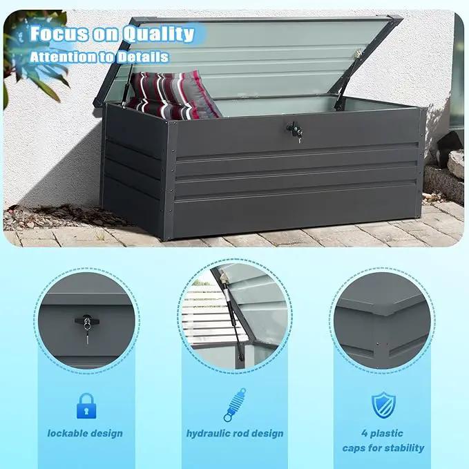 260 Gallon Metal Outdoor Storage Box Waterproof, Extra Large Deck Box and Patio Cushion Box for Storing Gardening Tools, Pool Supplies by GreenHaven Gardens