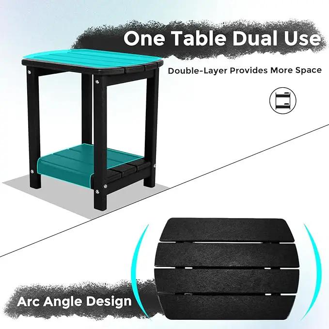 Adirondack Square Outdoor Side Table,2-Tier Storage Patio Side Table, HDPE End Tables for Backyard Pool Porch Garden Lawn(Black) by GreenHaven Gardens