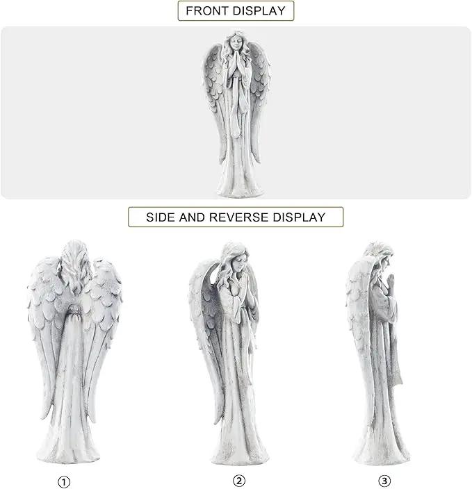 TOETOL Outdoor Garden Statues Praying Angel Statue 31.1" Grave Decorations Magnesium Oxide Stone Grey Yard Patio Deck Home Entryway Hallway Sculpture by GreenHaven Gardens