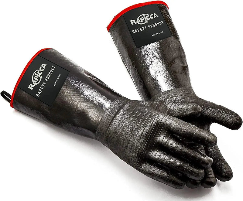 RAPICCA 700°F Heat Resistant BBQ Grill Gloves: Oil Resistant Waterproof for Smoking Grilling Cooking Barbecue Deep Frying Turkey Rotisserie Handling Hot Greacy Meat Stocking Stuffers - Long Sleeve by GreenHaven Gardens