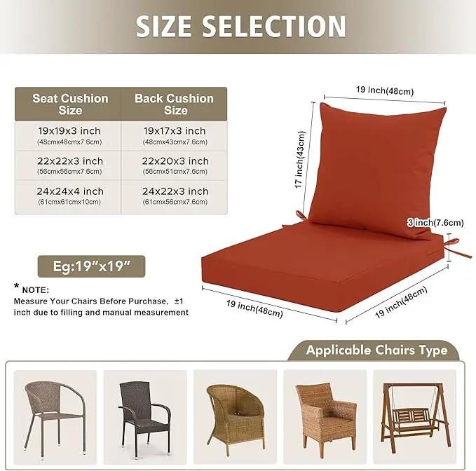 Outdoor Cushions for Patio Furniture, Waterproof Outdoor Chair Cushion w/Fade-Resistant, Removable & Machine-Washable Cover, 22x22 Inch, Deep Seat Sofa/Couch Pad Replacement – Set of 4, Rust by GreenHaven Gardens
