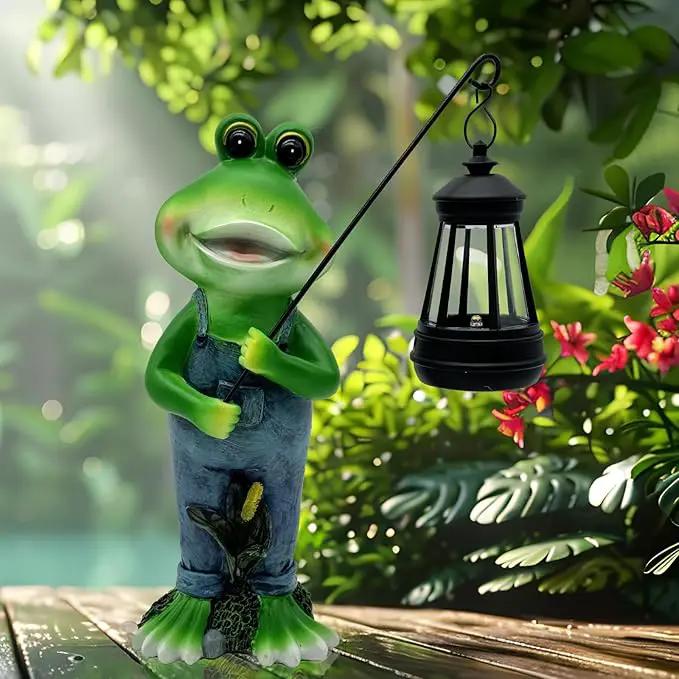 Solar Lantern Garden Statues Decor, Outdoor Frog Figurine Lights for Yard Patio Decoration - Unique Christmas Housewarming Gift for Grandma Wowen Mom by GreenHaven Gardens