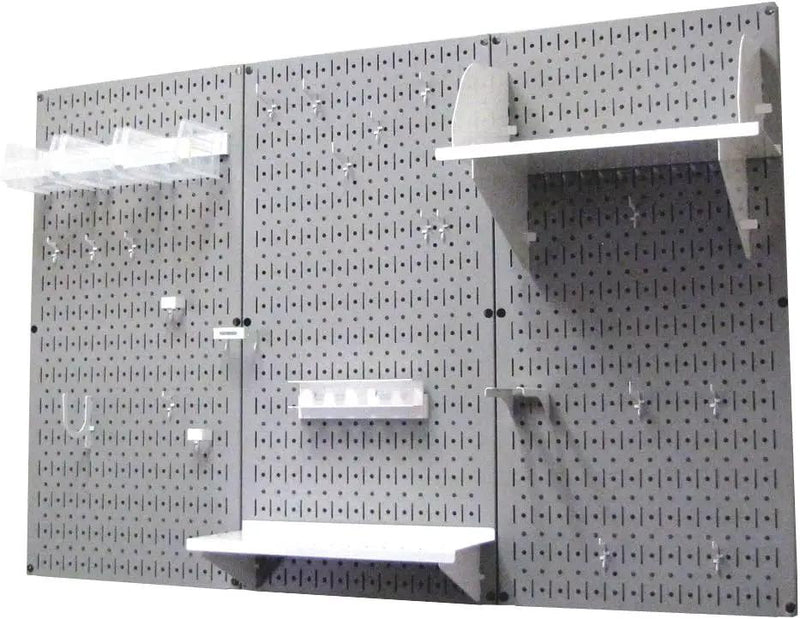 Wall Control Pegboard Organizer 4 ft. Metal Pegboard Standard Tool Storage Kit with Gray Toolboard and White Accessories by GreenHaven Gardens